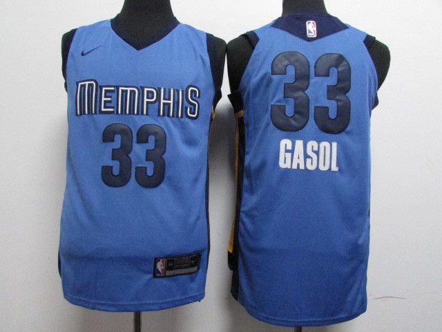 Men Memphis Grizzlies #33 Gasol Blue Nike NBA Jerseys